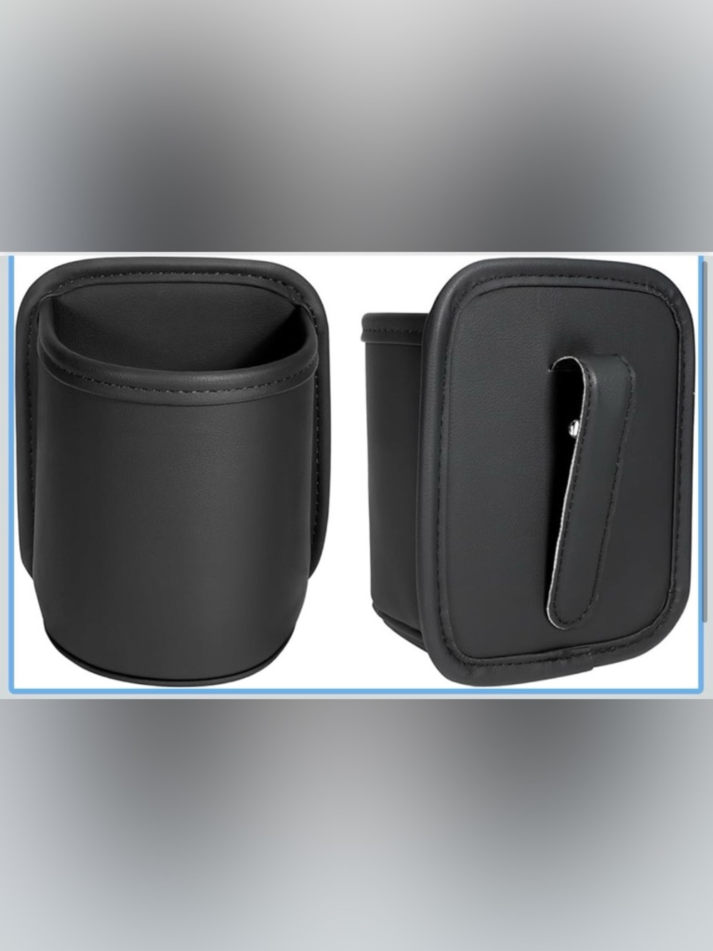 Black Leather Car Seat cup & Storage Pocket
